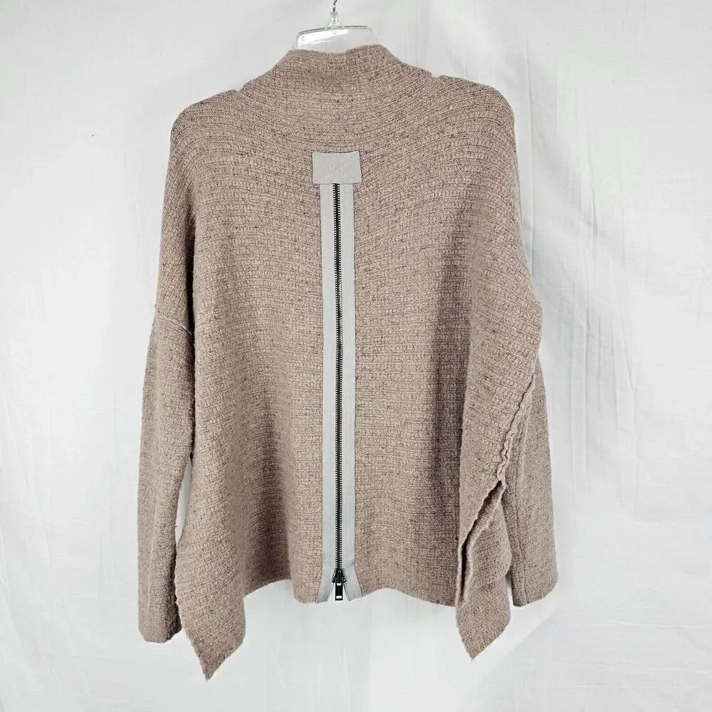 Free People Arctic Fox Zip Back Sweater In Pink Size XS Long Sleeve Oatmeal - Picture 6 of 8